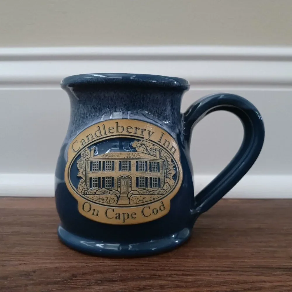DENEEN POTTERY Handthrown Candleberry Inn on Cape Cod Mass Blue Coffee Mug